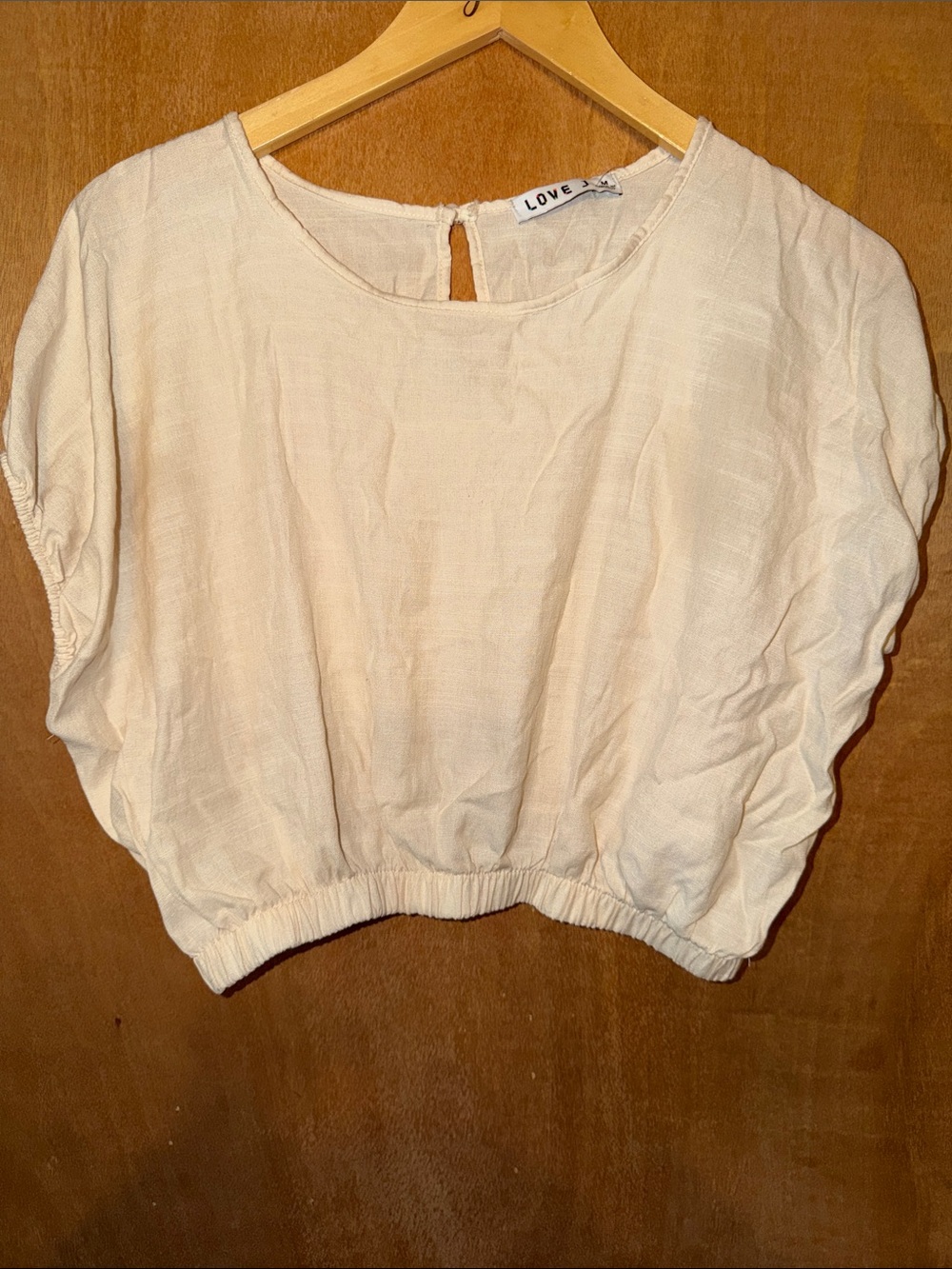 Love Cream Short Dolman Crop Top with Elastic Hem